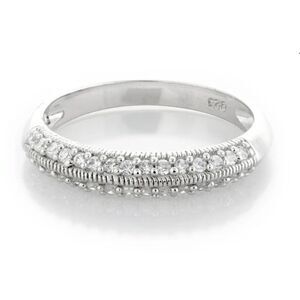 Gorgeous 1 Ct. Pave Milgrain Edge Sim Diamond Wedding Band Ring Sz 9~925SS